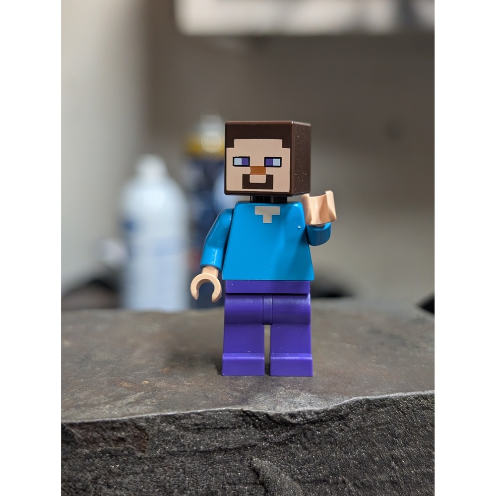 LEGO Minecraft Steve Minifigure Blue Shirt Purple Pants Authentic Figure